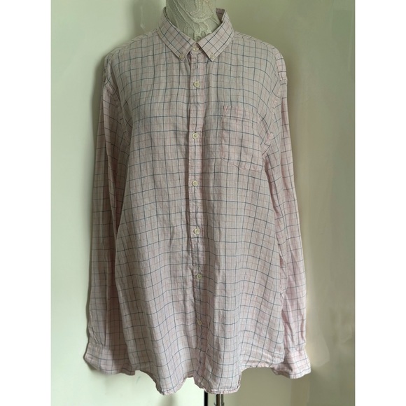 NWOT LE31 by Simons Semi Fit Checker Linen Shirt sz XL - Picture 1 of 10